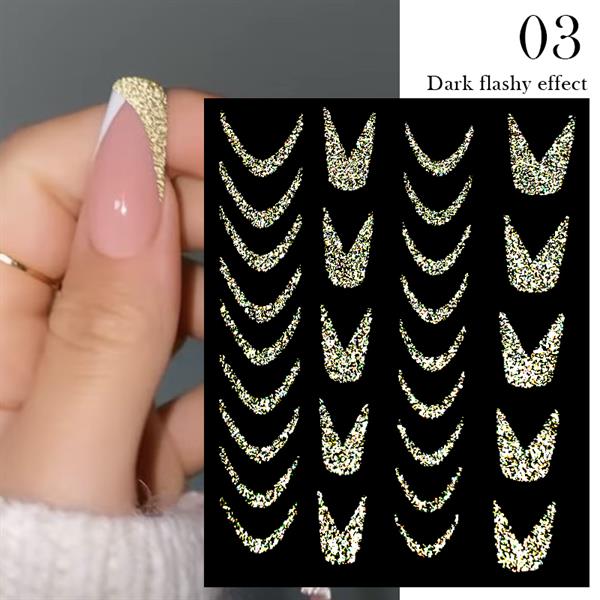 3D Reflektif efekt nail art sticker model - 3 (55881-3)