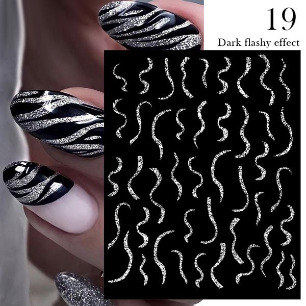 3D Reflektif efekt nail art sticker model - 19 (55881-19)